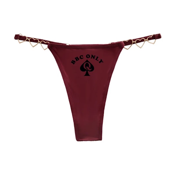 Bbc Endast Spader Sexiga String För Kvinnor Kärlek Dekoration Bomull Crotch Låg Stigning Underkläder Flickvän Fru Älska Gratis Och Roligt To G Wine Red 4 EUR Size L