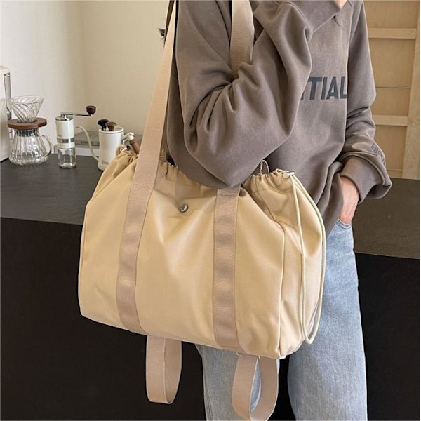 Korean Version Of Simple Leisure Canvas Bag Women 2024 New Trend All-In-One Shoulder Bag Large Capacity Commuter Tote Bag Black