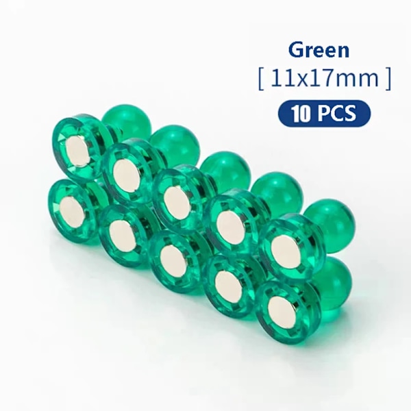 10 kpl painonappimagneetti, painonappineula, toimiston painonappineula, vahva neodyymikartiomagneetti, superjääkaapin tarra, magneettinen painonappineula H Green 10PCS