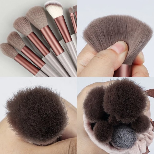 13 st Makeup Brush Set Make Up Concealer Brush Blush Powder Brush Eye Shadow Highlighter Foundation Brush Kosmetiska Skönhetsverktyg Purple-velvet bag