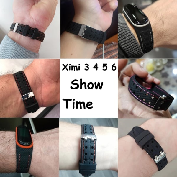 Rem för Mi band 7 6 5 Armband Sportbälte Silikonbyte Smartwatch armband klockarmband för Xiaomi mi band 3 4 5 6 band Black-C For mi band 7