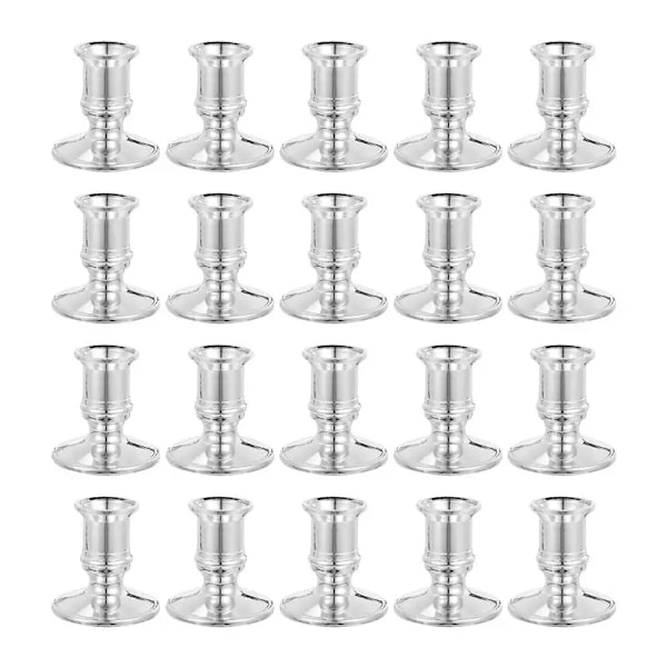 20/10Pcs Elektronisk Bas Guldbord Dekorationer Innehavare Ganska Inomhus Plast Nice Stick Desktop Candlestick Candleholders X Massa 20pcs Silver 6X5.8X5.8CM