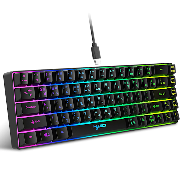 68 Tangenter Gaming Keyboard Usb Wired Portable 20 Rgb Baggrundsbelysning Koreansk Spansk Engelsk Tastatur Til Windows Bærbare Computere Black Korean