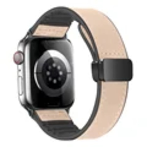 Aito nahka silikoniranneke Apple Watch Ultra 2 49mm 44mm 45mm 41mm 40 42mm magneettinen ranneke sarja 8 7 Se 6 Apricot 38mm 40mm 41mm