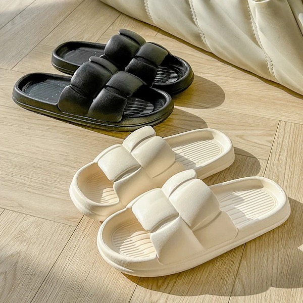 Sommar Mjuka Skor Moln Tofflor Inomhus Muta Badrum Anti-Slipe Slide Eva Beach Flip Flops Män Damer Frihet Sandaler 2023 &Gt; WHITE 40-41