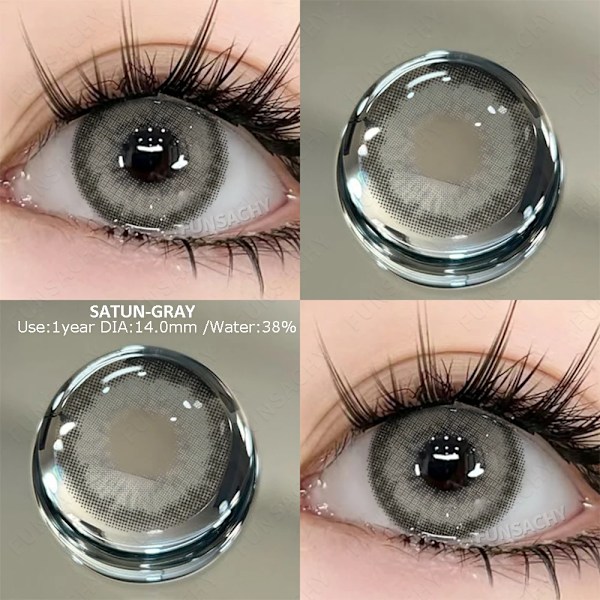 Funsachy 2St Färgade Kontaktlinser Bruna Ögon Linser Grå Linser Blå Elever Natural Eye Lens Färgad Kontakt Ögon Kosmetika SATUN-GRAY 0