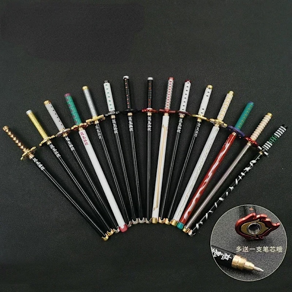 Nya Stilar Japan Anime Demon Modell Gel Pen 0.5Mm Svart Påfyllning Med Penna Rack Cosplay Prop Kid Student Gåva Slayer Wewordn C-1PCS