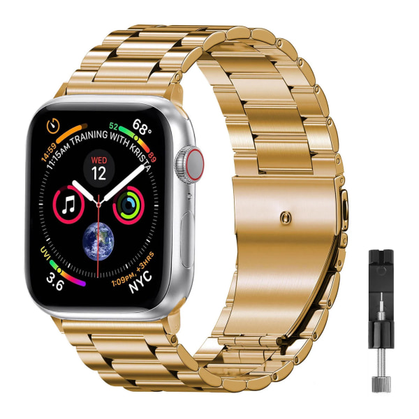 Armband i rostfritt stål för Apple watch 40 mm 44 mm 5 4 3 watch 38 mm 42 mm Armband Sport Metal WatchBand för iWatch 3 2 1 Gold 38mm 40mm 41mm