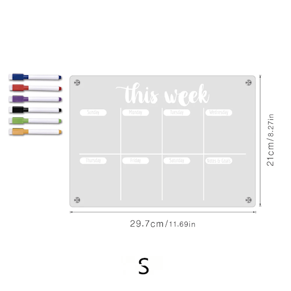 A3/A4 Gennemsigtig Akryl Køleskabsmagneter Kalender Månedlig Ugentlig Planlægger Transparent Køleskab Magnetisk Personlig Mærkat Deko This Week S