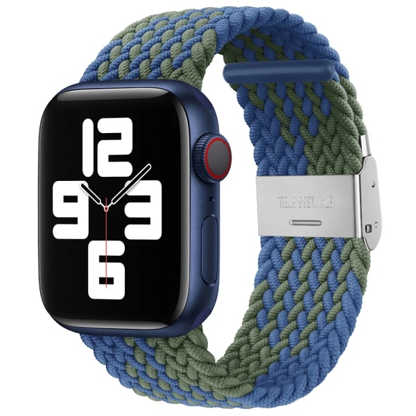 Flätad Solo Loop För Apple Watch ultraband 49mm 45mm-40-41mm-44mm Nylon Elastiskt armband iWatch series 9 8 se 6 7 5 4 3 band Blue Green 04 38mm or 40mm 41MM