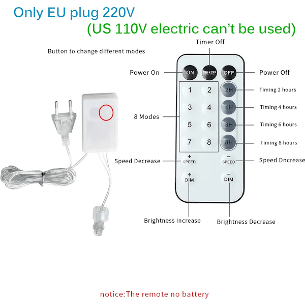 25M Istapp Sträng Ljus Led Fairy Lights Julgirlang Med Fjärrkontroll För Nyår Fest Bröllop Trädgård Terrass Inredning White with Remote 20M