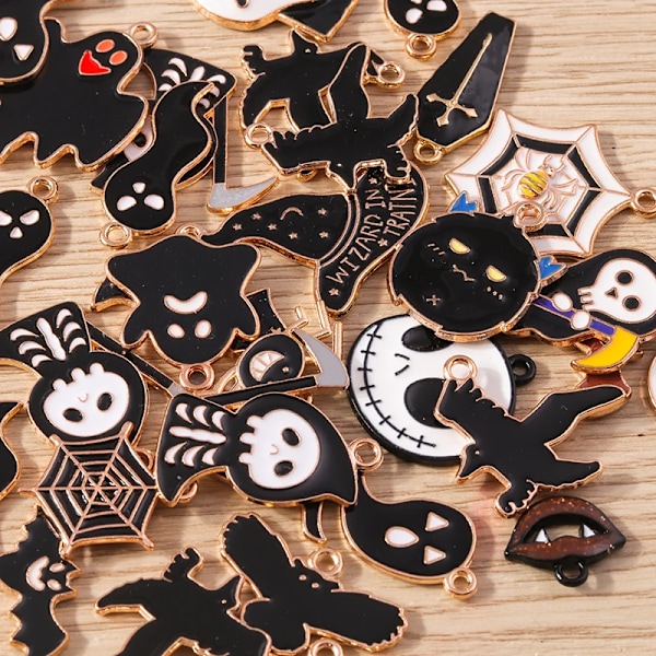 10 stk./lot Mix Sød Emalje Halloween Spøgelse Bat Charms Hænder Til Smykkefremstilling Drop Øreringe Halskæde Diy-Håndværkstilbehør Style 2