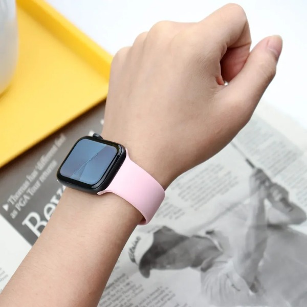 Silikonrem för Apple Watch Band 44mm 40mm 45mm 42-38-41mm original 1:1 armband iwatch series 8 7 se 3 4 5 6 9 ultra 2 49mm 19 pink sand 38mm-40mm-41mm S-M