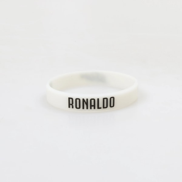 1 ST Fotboll Sport handledsrem CR7 Ronaldo Pojkar Utomhussport Gummi Elastiskt Silikon Armband Fans Club Souvenir White Adult size 195mm