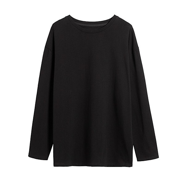 Plus Storlek Långärmade T-Shirt Mäns Vår Och Hösten Trend Pullover Toppar Lös Inre Slitas Casual Bott Tröja 2024 Nytt Black XL