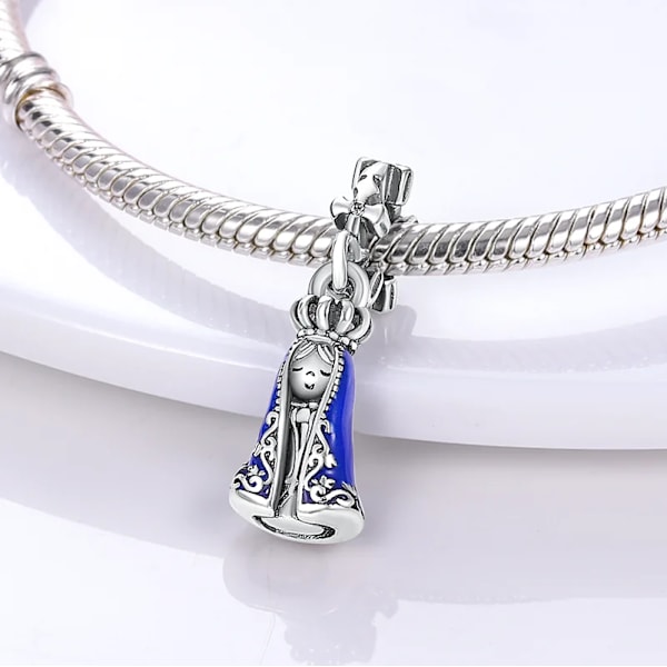 925 Sterling Silver Jungfru Av Guadalupe Motif Dangle Angel Charms Pärlor Passar Original Pandora Halsband Armband Diy För Kvinnor KTC055