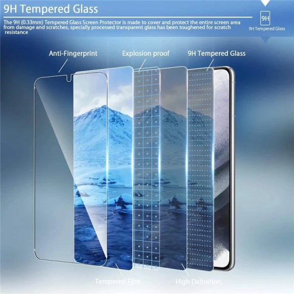 3st skärmskydd för Samsung Galaxy S24 S23 S22 S21 Ultra Plus HD härdat glas Fingeravtryckslås upp telefontillbehör cover A10 3 Pieces