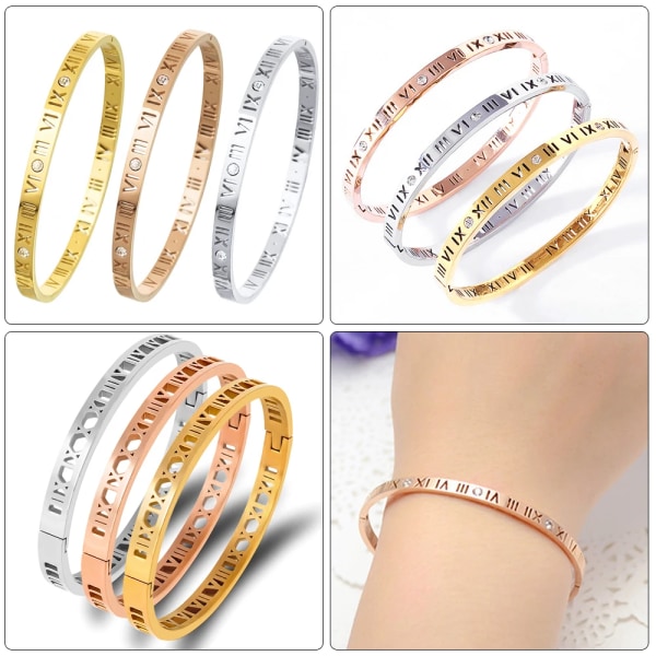 Trendiga kristallarmband för kvinnor Modearmband Titanium Love Pulseiras Armband i rostfritt stål Feminina Smycken Present Gold-6mm