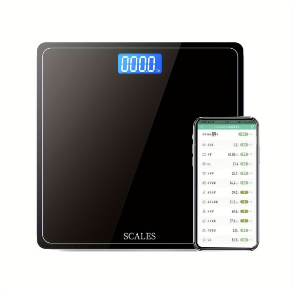 1st smart våg för kroppsvikt, digital badrumsvåg BMI vägande kroppsfettvåg, kroppssammansättningsmonitor Hälsoanalysator med smartphone-app 26*26cm With APP