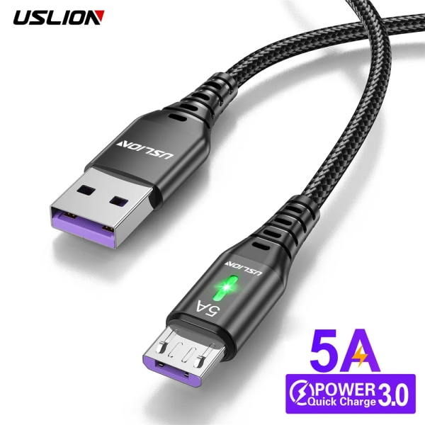 5A Micro USB -kabel Snabbladdning Mobiltelefon Micro USB -kabel för Xiaomi Android LED-belysning USB -laddardatakabel Blue For Micro 1m
