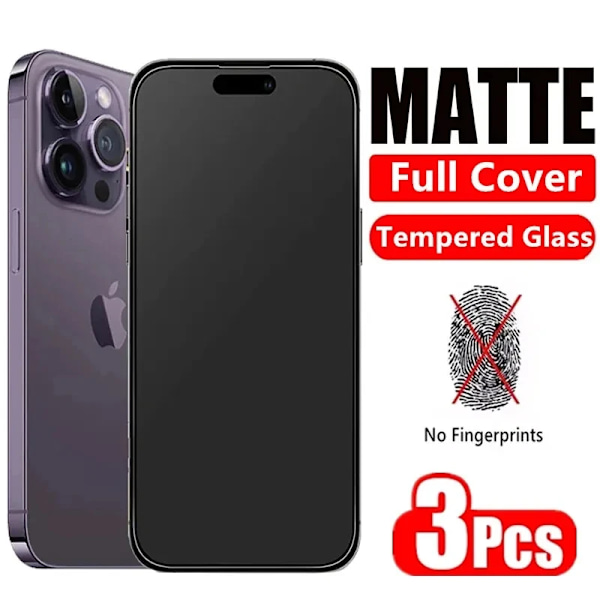 3 stk. Matt Hærdet Glas til iPhone 14 12 13 Pro Max 7 8 Plus Frossen Skærmbeskytter til Ipho Navn 15 13 12 Mini Xr Xs Max For iPhone 13Pro Max 3Pcs Matte Glass