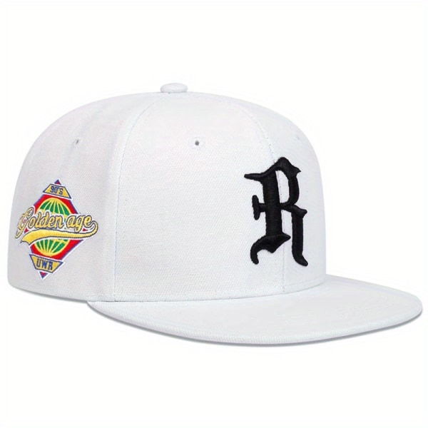 2st Gothic R Broderi Snapback Hat Enfärgad Hip Hop Baseball Cap Unisex Casual Justerbar Dad Hat För Kvinnor Män White