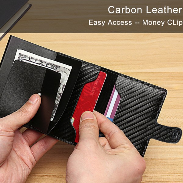 1 st Rfid kolfiber kreditkortshållare för män, Rfid Mini Business kreditkortshållare Coffee