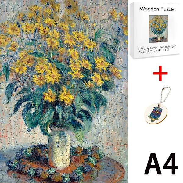 Monet Smukke Blomster Montessori 3D Træpuslespil Voksne Børn Uddannelsesmæssige Legetøj Læring Uddannelse Puslespil Legetøj Hjernepuslespil TT-CFang-1807-A4-C