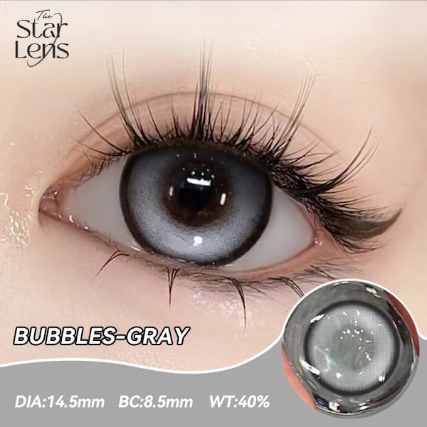 Starlens 14.5Mm Färgade Kontaktlinser Naturliga Mjuka Grå Linser 2 Bitar 6 Månader Användning.Hj Bubbles-gray 100