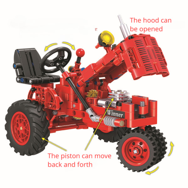 Traktor byggklossar leksak, barns pedagogiska monterad byggsten leksak modell