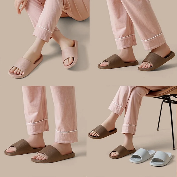 Sommar Nya Tofflor För Män Kvinnor Eva Mjuk Botten Tofflor Inomhus Hus Slides Flat Sandaler Utomhus Strand Skor Man Flip Flops A-White 38-39