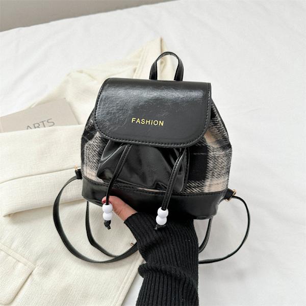 Sydkorea Ins Girl Bag Kvinna 2023 Ny Höst Vinter Retro Fashion Ryggsäck Niche Design Plaid Bage Brown
