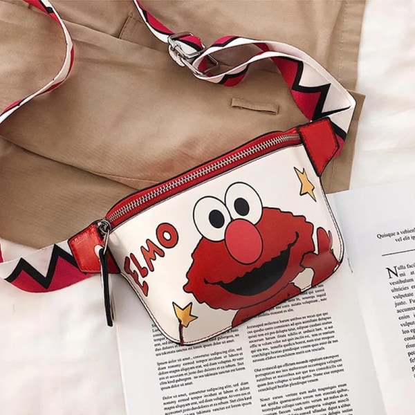 Midjeväska Dam Fanny Pack Cartoon Bältesväskor Handy Pack Banan Bröstväska Kvinna Höftpaket Crossbody Portmonnä PU Läderpåse Red Waist pack