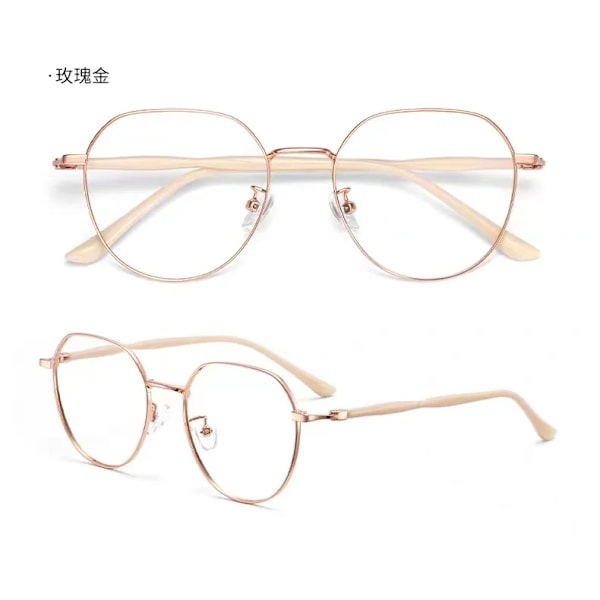 Miehet Naiset Hd-objektiivin lukulasit Retro Presbyopia Silmävaatteet Silmälasit Muoti Anti-sininen valo Pitkäaikainen Resepti + 1. 0 + 4,4 Rose Gold +100