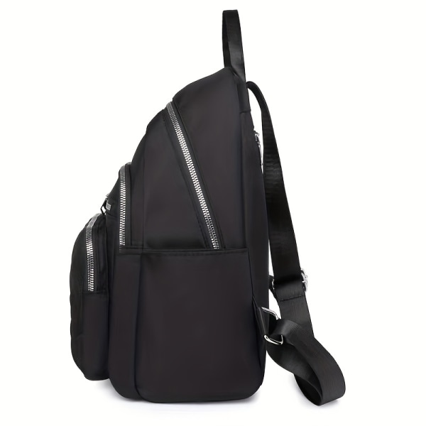 Quiltad flerlagers ryggsäcksväska, stor kapacitet tillbaka till skolan dagsäck, casual ryggsäck Black