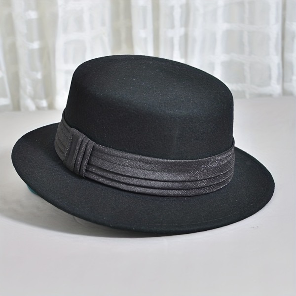 Fedora-hatt i fransk stil Elegant banddekor Svarta jazzhattar Trendig justerbar filthatt för kvinnor Höst & vinter