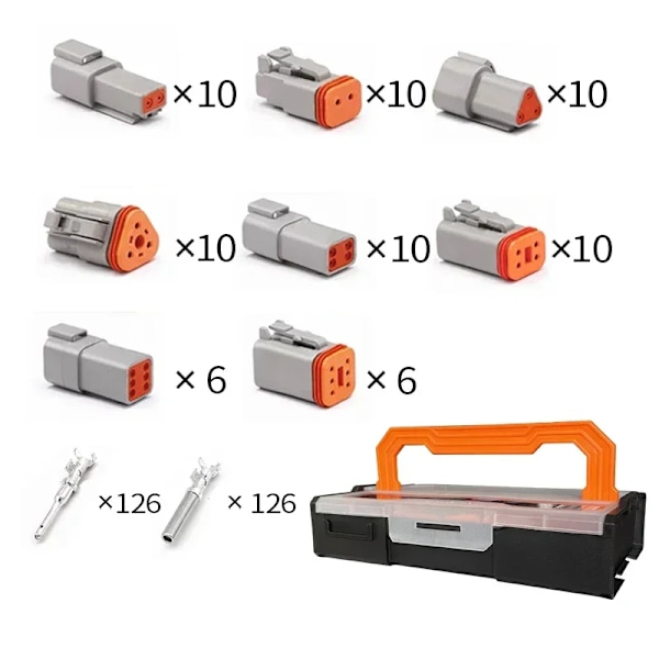 152 Pcs Deutsch Dt Serie Vattentätt Trådkopplingsats Dt06-2/3/4/6/12S Dt04-2/3/4/6/8/1 2P Bilförseglad Plugg Med Stiftboxan G sets 5 Sets