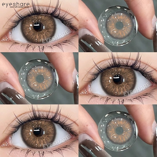 Eyeshare New Färg Kontaktlinser För Ögon Natural Eye Green Färg Lens Kosmetiska Mjuk Ögonlinser Blå Skönhet Elever Grå Öga TURIN-BROWN 0