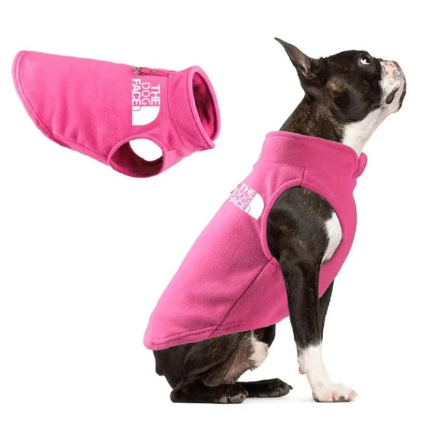 Vinter utomhus hundkläder Fleece hundväst Jacka för små medelstora hundar Fransk Bulldog Valp Hund Kattkläder med dragring Pink M