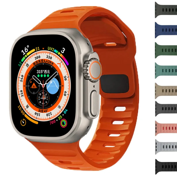 Silikonrem för Apple Watch ultra 2 band 44mm 49mm 45mm 42mm 40mm 41mm 38mm sport correa armband iwatch Series 7 6 3 se 8 9 Clover