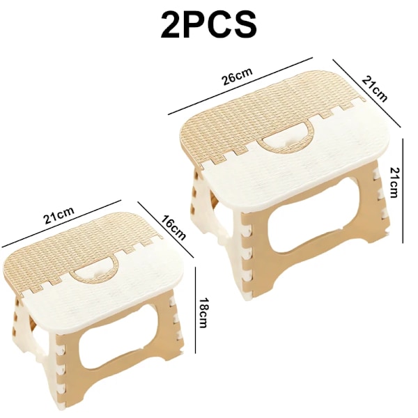 Muovi taittuva pieni uloste kannettava paksuuntunut kotitalous tilaa säästävä ulko kalastus penkki Mazar tuoli kevyt kutistuminen Khaki 2Pcs