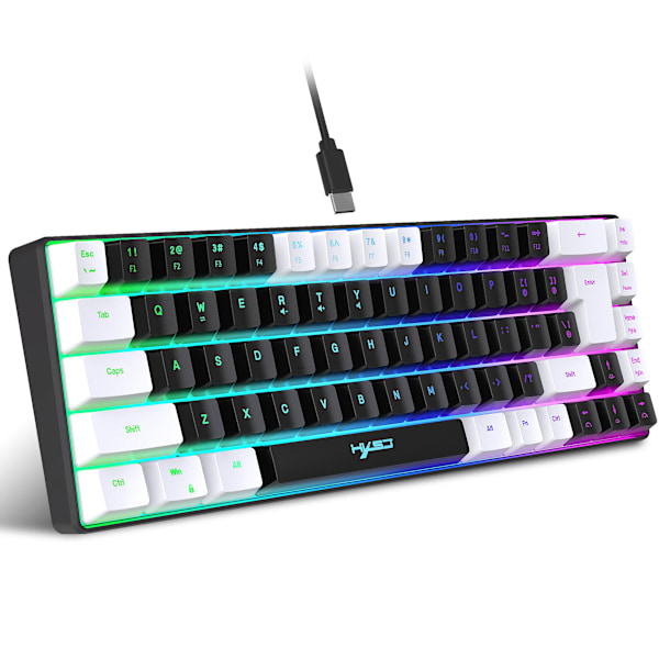 68 Tangenter Gaming Keyboard Usb Kablar Bærbar 20 Rgb Baggrundsbelysning Tastatur Sort Og Hvide Tangentknapper Til Windows Bærbare Computere White Black