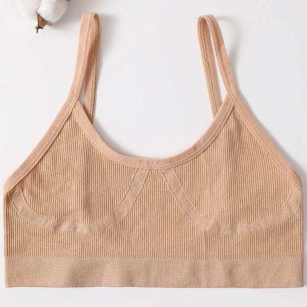 Push Up sömlösa behåar för kvinnor Mjuka underkläder Sport Tube BH Sexiga underkläder Bh:ar Damunderkläder Låg rygg BH Crop Tops beige M