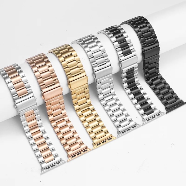 Metallrem för Apple Watch Ultra 49mm 8 7 45mm 41mm Rostfritt stål Smartwatch Armband för iWatch 6 5 4 SE 44mm 42mm 38 40mm Starlight