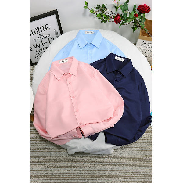 2023 Hösten Hongkong Style Trendy Mäns Långärmade Skjorta Ny Korean Style Inner Top Artistic Student White Shirt Base Red S