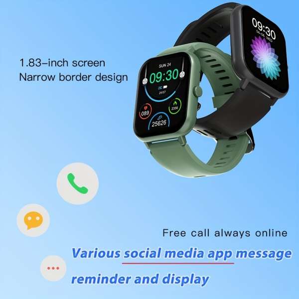 Mode smartklocka för män kvinnor, 4,65 cm smart watch med full pekskärm med 100+ sportlägen, 100+ anpassade urtavlor, Fitness Tracker Black