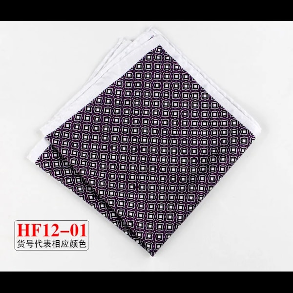 34cm Silkelignende Lommetørklæde til Mænd Kvinder Blomsterprint Dragter Hanky Mænds Lommetørklæder Dragt Kvadrat Lommetørklæde Håndklæder Sjal HF12-12