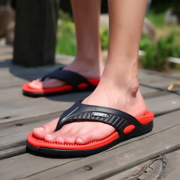 Mænd Sandaler Sommer Fritid Strand Ferie Sandal Høj Kvalitet Mænd Sko Udendørs Gå Sko Mal Bekvemme Casual Flade Sandaler Red 45