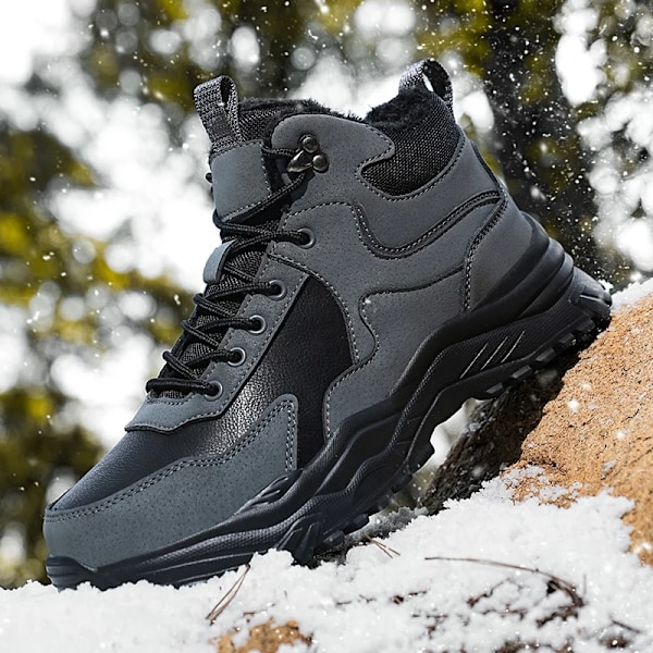 Nya Varma Män Vinterstövlar Med Päls Utomhus Stövövövlar Snö Sneakers Bärbara Anti-Slip Vinter Mäns Höga Topp Stövlar Vattentät black 40