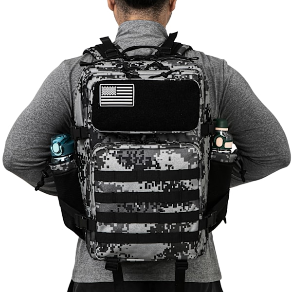 45L Molle Taktisk Rygsæk Taske Jagt MOLLE Rygsæk GYM Til Mænd EDC Udendørs Vandring Overlevelses Rygsæk Hexe Flaskeholder 1.0 Black Camo